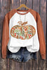 Color Block Floral Pumpkin Print Sweatshirt