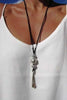 Vintage Leather Rope Beaded Wind Chime Pendant