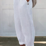 Women's Printed Cotton And Linen Casual Pants