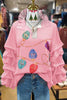 Sequin Christmas Lights Patch Ruched Sleeve Top