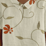 Women's Flower And Leaf Art Pattern Print Casual Cotton And Linen Shirt