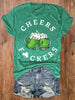 Women's Cheers Fuckers Print Crew Neck T-Shirt