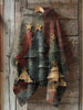 Vintage Christmas Tree Art Print Hooded Warm Shawl
