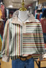 Mixed Stripe Print Collared Top