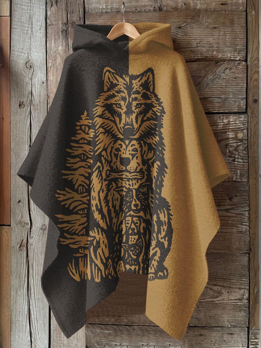 Dog Art Print Hooded Warm Cape