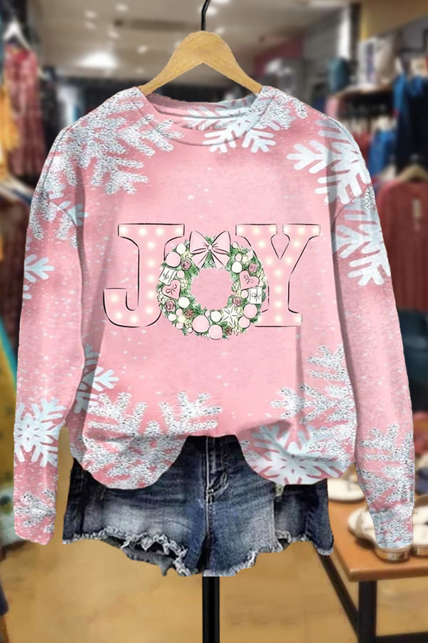 Christmas Snowflakes Print Joy Sweatshirt