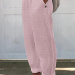 Women's Printed Cotton And Linen Casual Pants