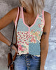 Vintage Floral Print Sleeveless Tank Top