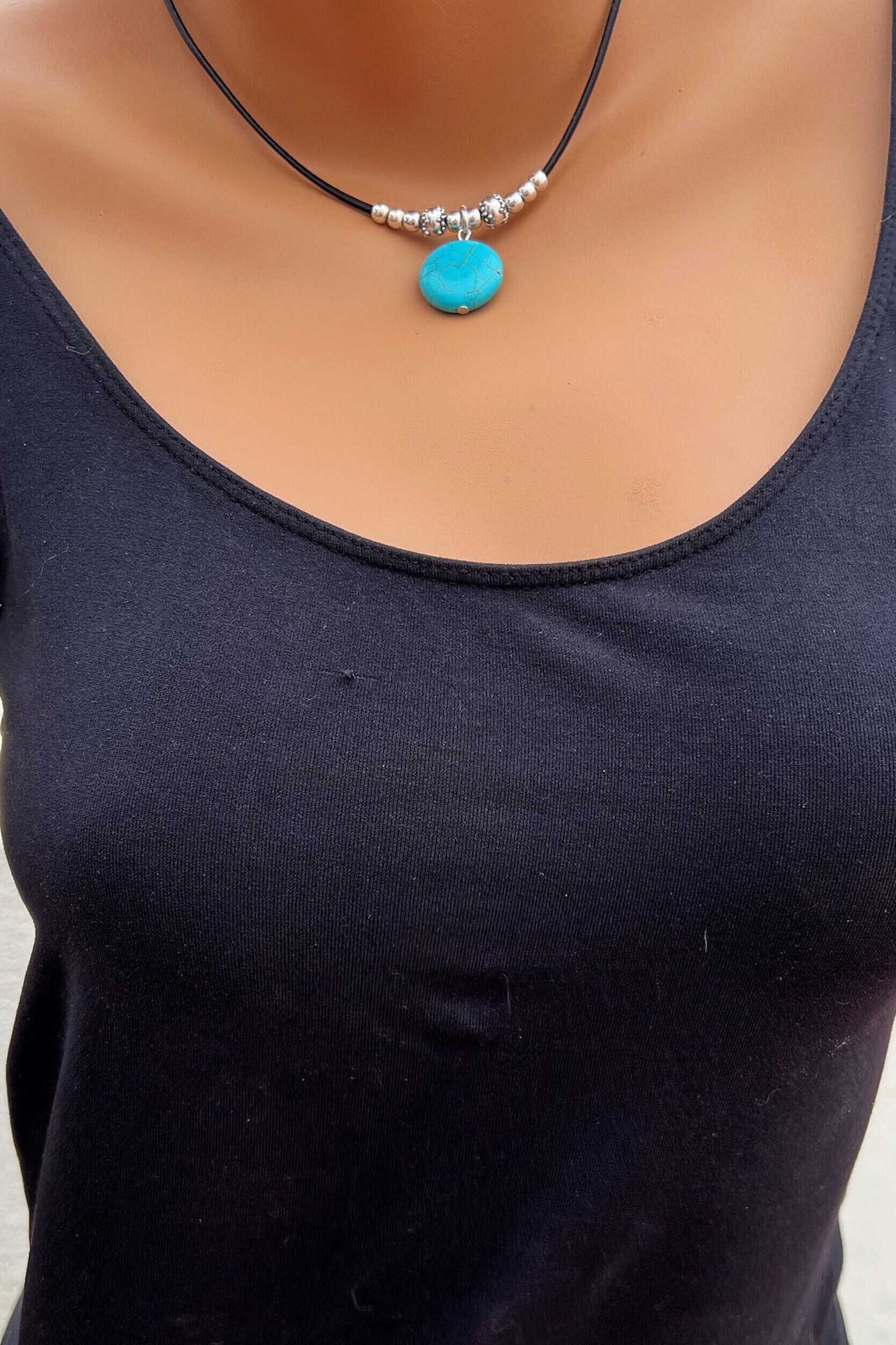 Bohemian turquoise alloy pendant