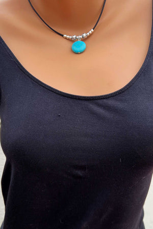 Bohemian turquoise alloy pendant