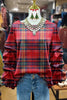 Christmas Plaid Ruched Sleeve Top