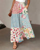 Casual Loose Lace-up Elastic Waist Floral Pants