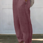 Women's Printed Cotton And Linen Casual Pants