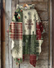 Vintage Christmas Patchwork Print Hooded Cape