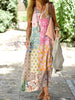Vacation Bohemian Casual Floral Sleeveless V-neck Loose Dress