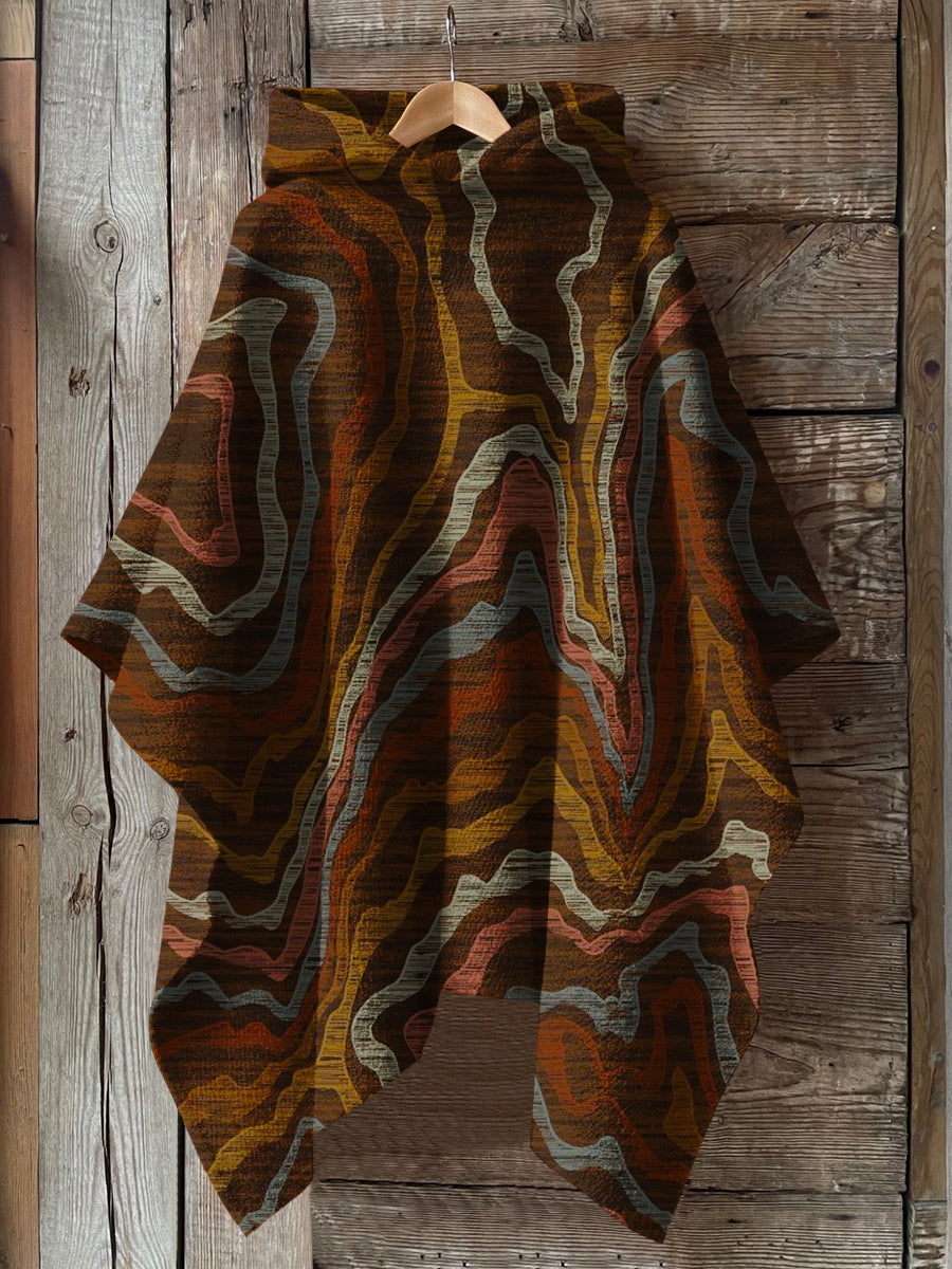 Retro Ethnic Art Print Hooded Warm Shawl