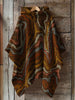 Retro Ethnic Art Print Hooded Warm Shawl