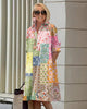 Spring and Summer Bohemian Long Sleeve Pocket Shirt Dress