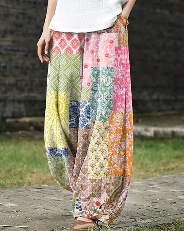 Women's Vintage Loose Floral Pants