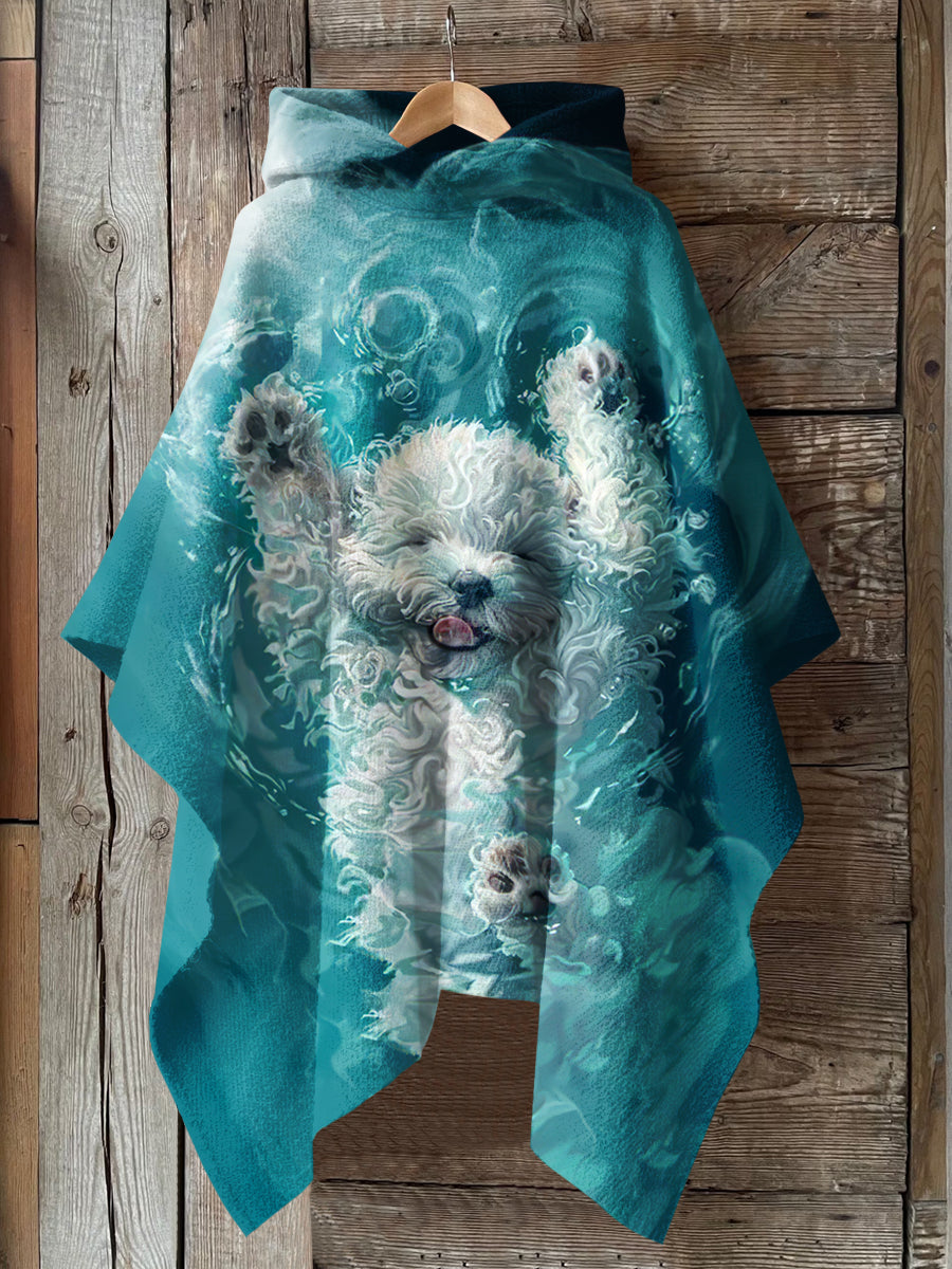 Horse Art Print Hooded Warm Shawl