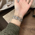 Vintage Layered Blue Tassel Bracelet