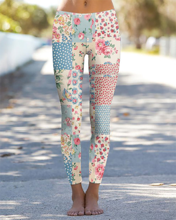 Retro Chic Floral Print Leggings