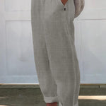 Women's Printed Cotton And Linen Casual Pants