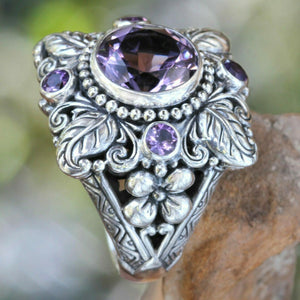 🎁Meditation Amethyst Crystal Flower Ring