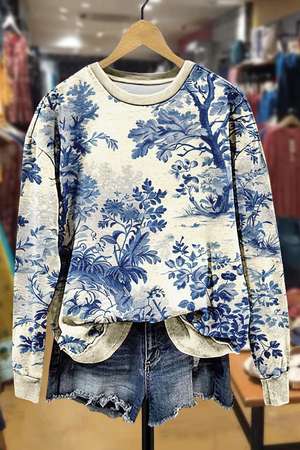 Toile Print Long Sleeve Sweatshirt