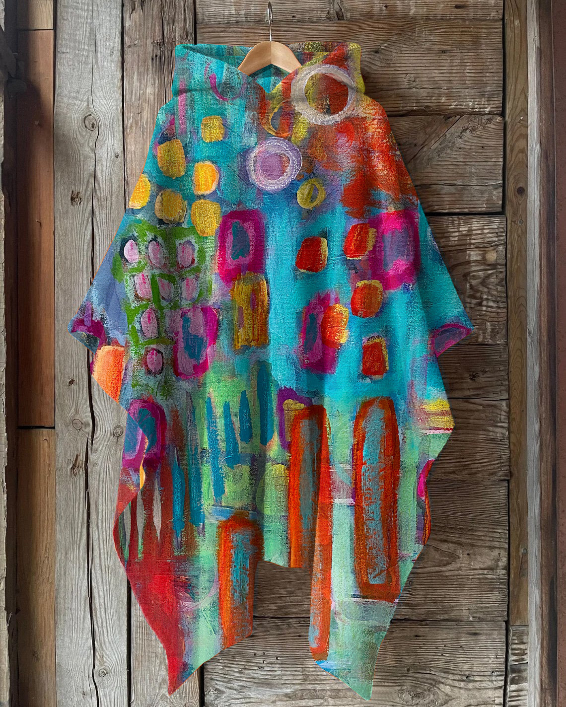Retro Abstract Geometric Art Print Hooded Cape