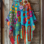 Retro Abstract Geometric Art Print Hooded Cape