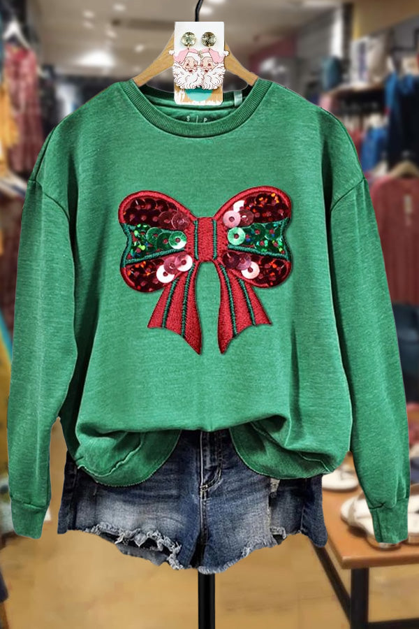Sequin Christmas Bow Sweatshirt