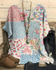 Retro Floral Crew Neck Short Sleeve Top