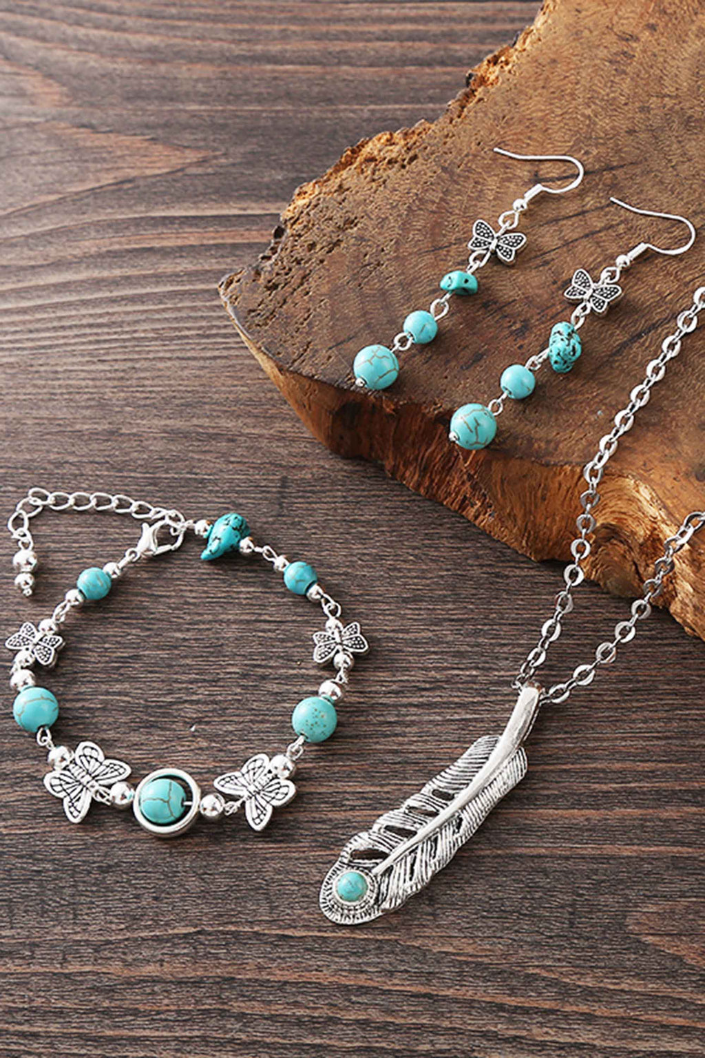 Boho Feather Turquoise Jewelry