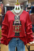 Sequin Nutcracker Ruched Sleeve Top