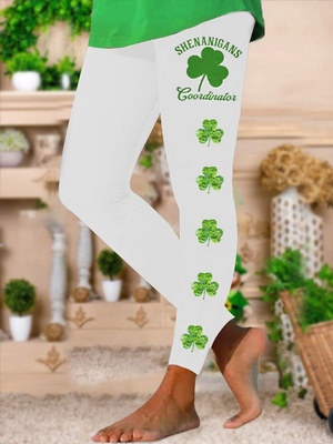 WOMEN'S ST. PATRICK'S DAY LUCKY SHAMROCK  STRETCH LEGGINGS