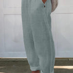 Women's Printed Cotton And Linen Casual Pants
