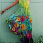 Retro Print Casual Loose Jumpsuit