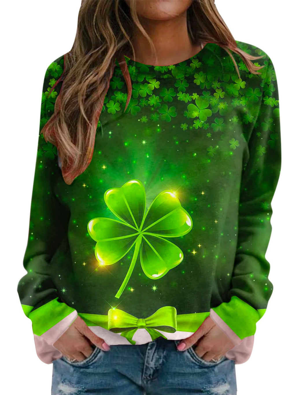 Women's Shamrock Print Sweatshirt