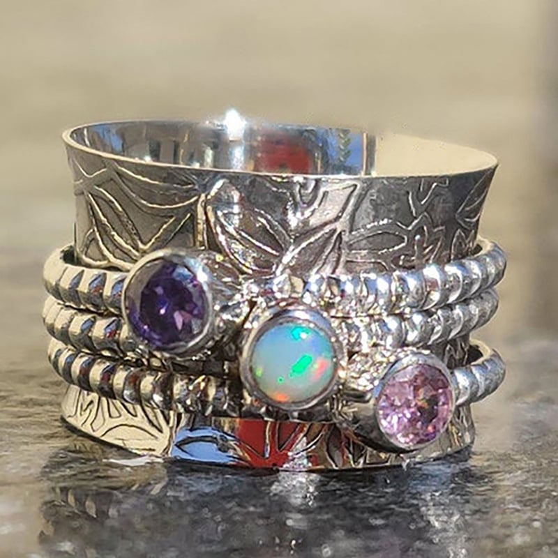 🎁Bohemian Gemstone Meditation Spinner Ring