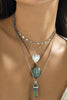 Retro Design Green Crystal Ethnic Style Love Star Necklace