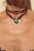 Boho Leather Rope Turquoise Pendant