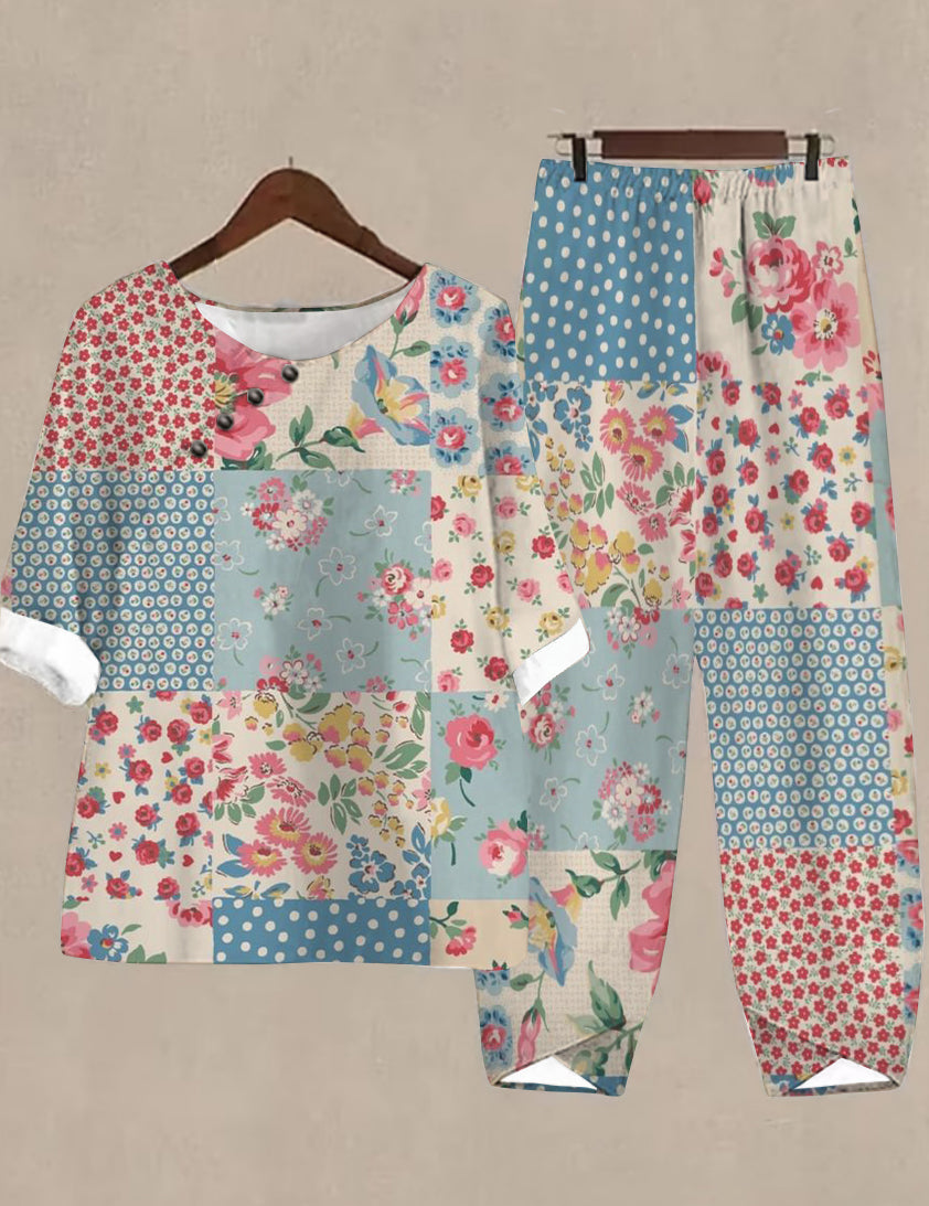 Vintage Floral Pattern Two-piece Set