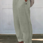 Women's Printed Cotton And Linen Casual Pants