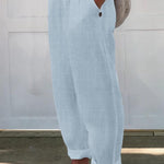 Women's Printed Cotton And Linen Casual Pants