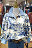 Elegant Floral Print Striped Top