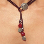 Boho leather cord collarbone chain