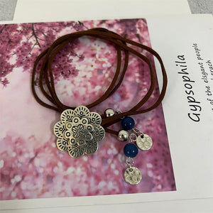 Boho leather cord collarbone chain