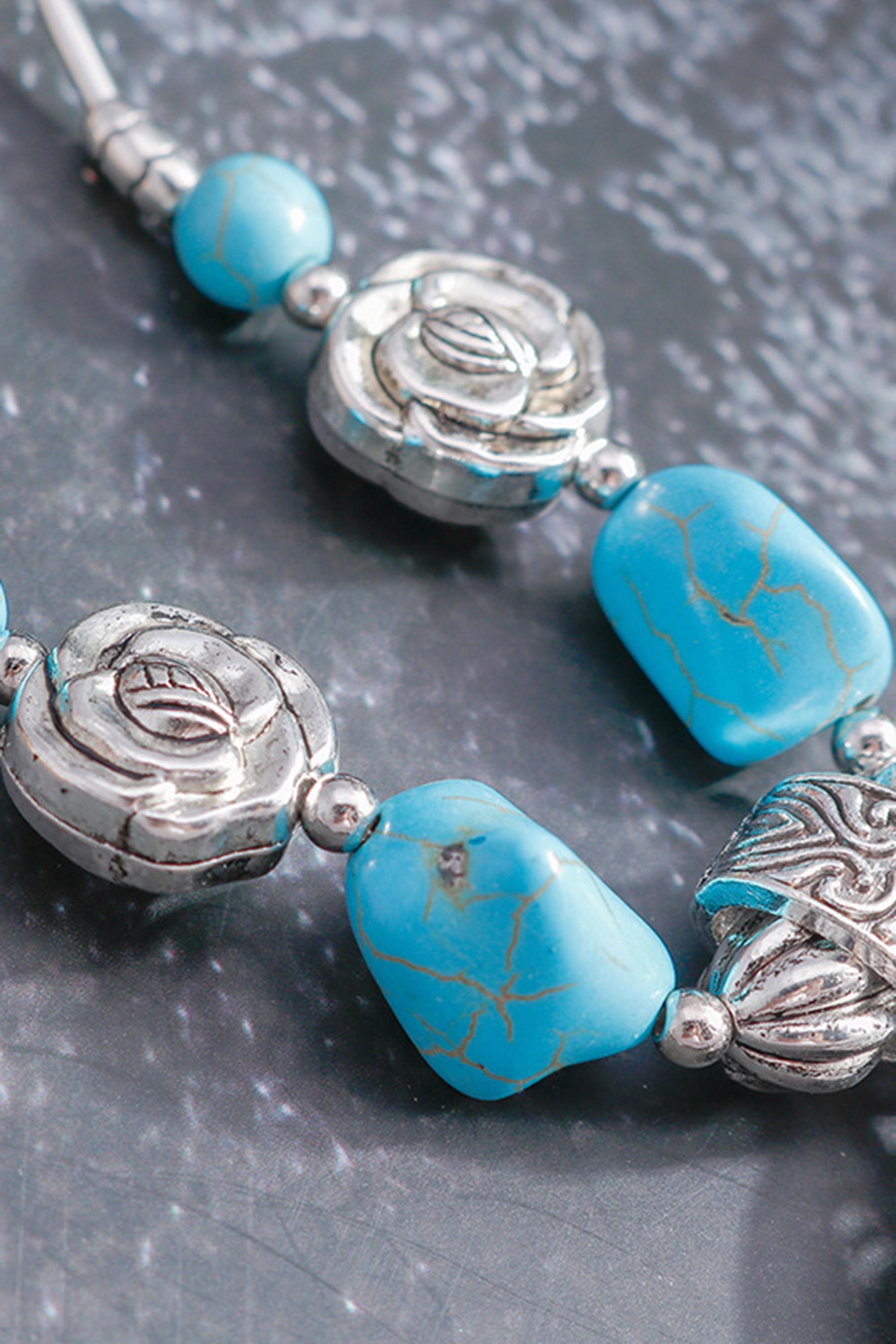 Vintage Hollow Carved Turquoise Pendant