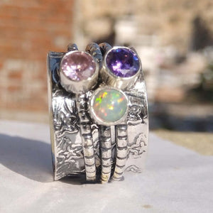 🎁Bohemian Gemstone Meditation Spinner Ring